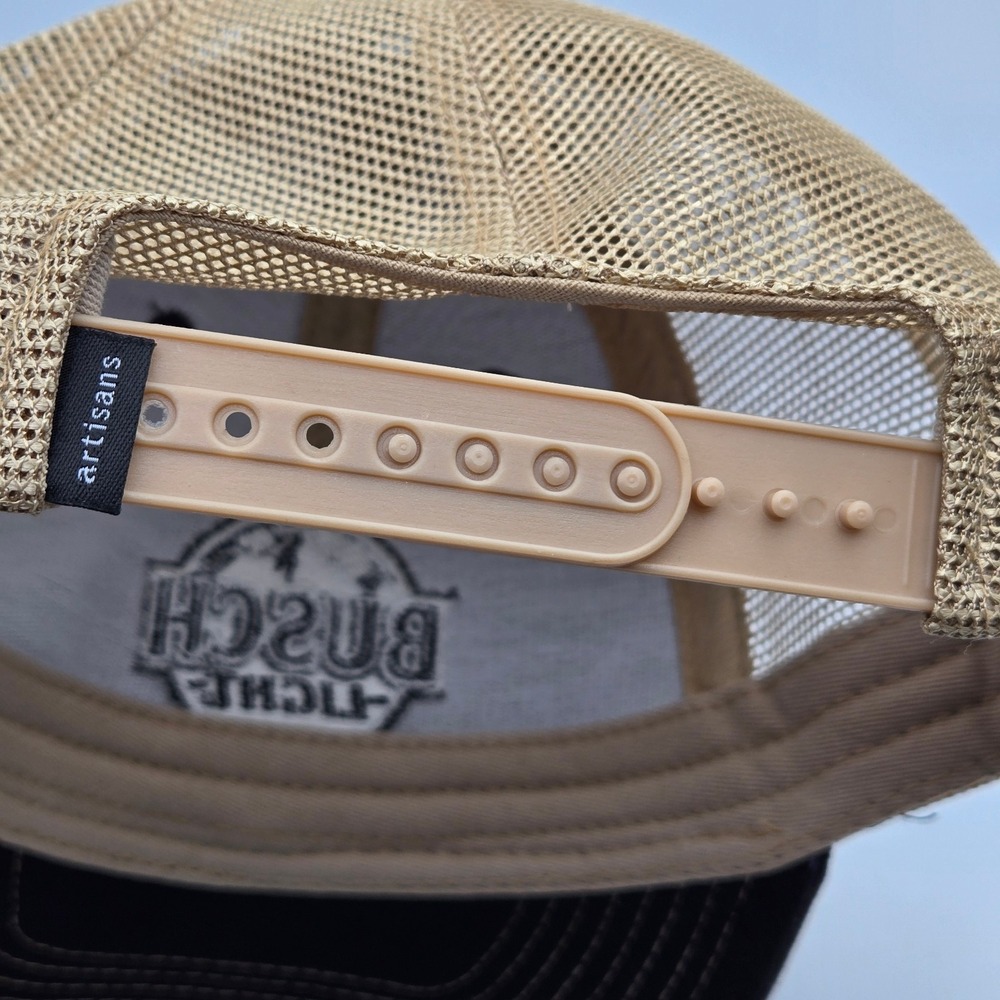 Artisans Snapback Hat Men OSFA Busch Light Ducks Unlimited Black Tan Trucker Cap - Picture 9 of 11